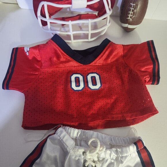 Build A Bear Football Outfit Clothes Shorts Shirt Helmet Football Red an… - Picture 3 of 8